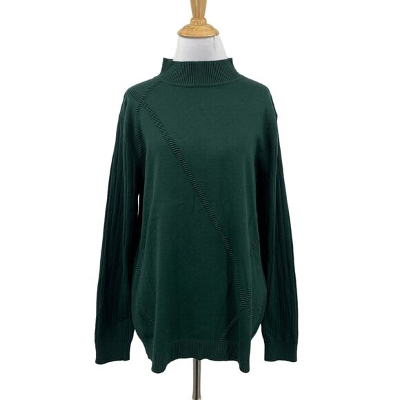 INC International Concepts Sweater Women Extra Large Forest Pullover Ribbed Mock - Picture 1 of 12